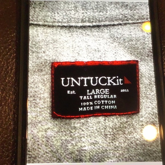 Untuckit Sherwood grey flannel button down cotton shirt men’s size Large Tall - Picture 2 of 7